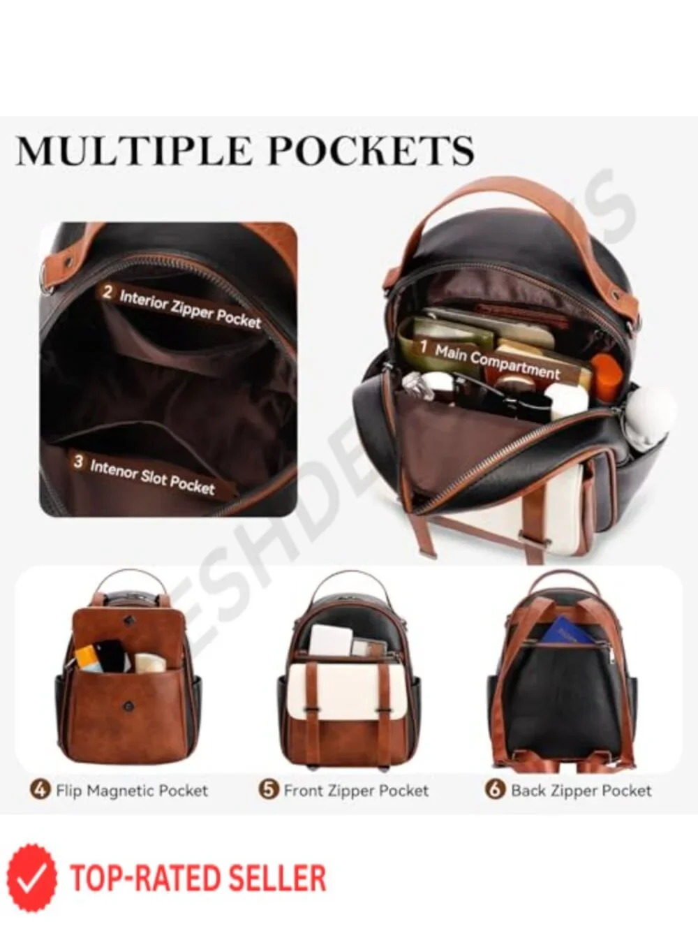 Women's Vegan Leather Mini Backpack Purse, Small Travel Daypack with Anti-Theft